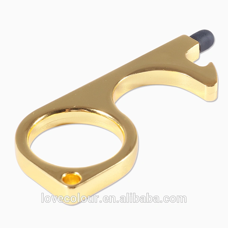 Wholesale edc hygiene hand touch tool brass key no touch door opener keychain