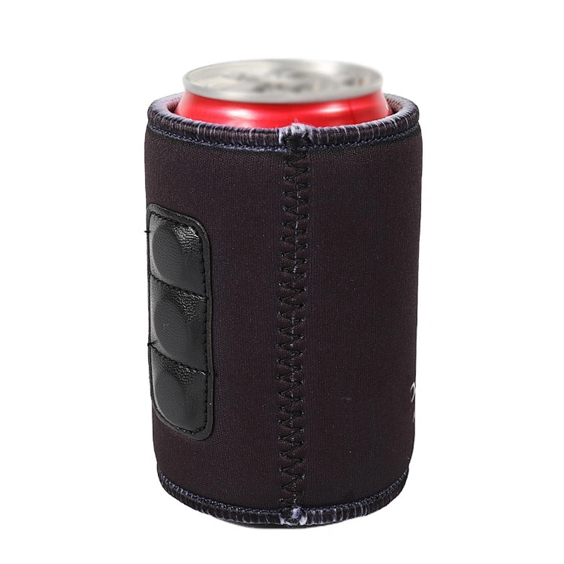 Neoprene Sublimation Magnetic Stubby Holder Can Cooler Sleeve With Base In Black Color