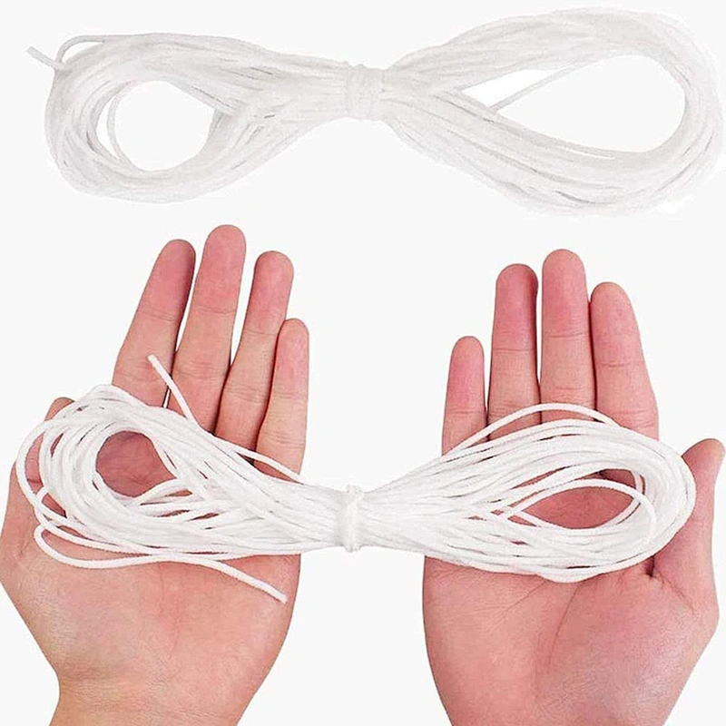 2,3, 4, 5, 6, 8, 10, 12mm Elastic White Cord Earloop Elastic Rope Elastic Cord