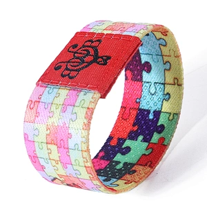 Print Custom Logo Sport Stretch Fabric NFC Bracelet Elastic Wristband for Promotional Gift