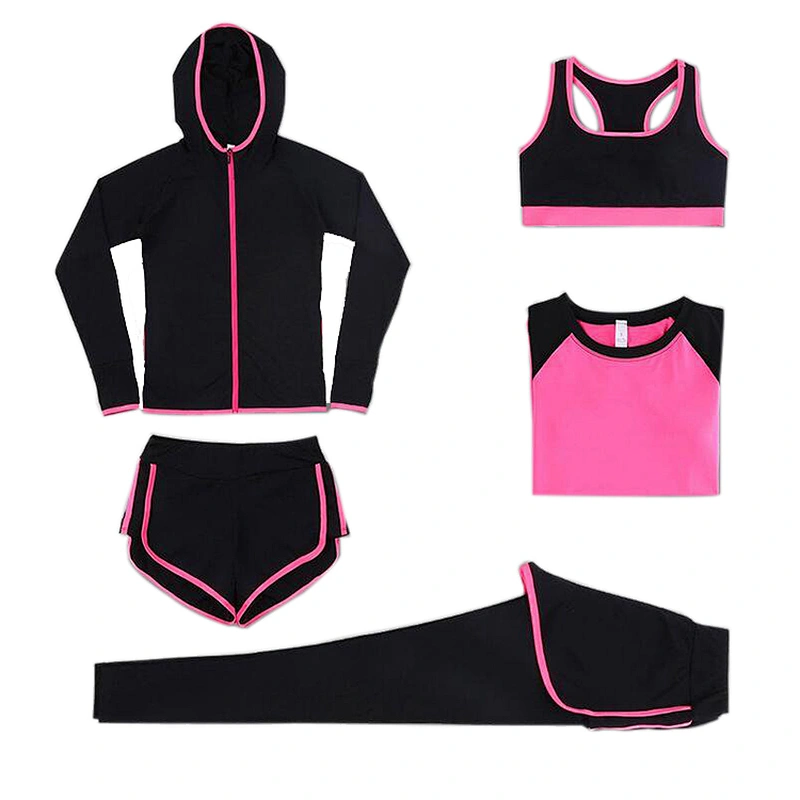 Yoga clothing Sexy Sportswear Yoga Fitness Exercise Suit Quick-Drying Five-Piece Yoga Women's Running Suits