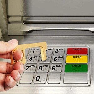 Door Opener Hook Key No Contact Brass Door Opener Keychain