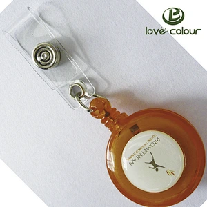 High quality cheap decorative custom logo retractable badge reel with keyring