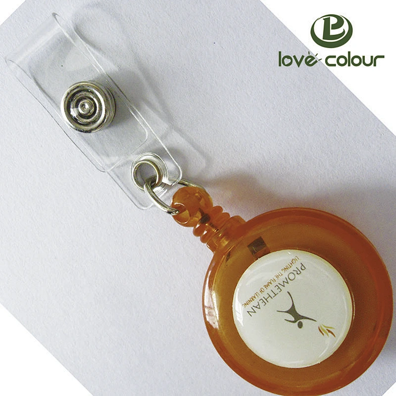 High quality cheap decorative custom logo retractable badge reel with keyring