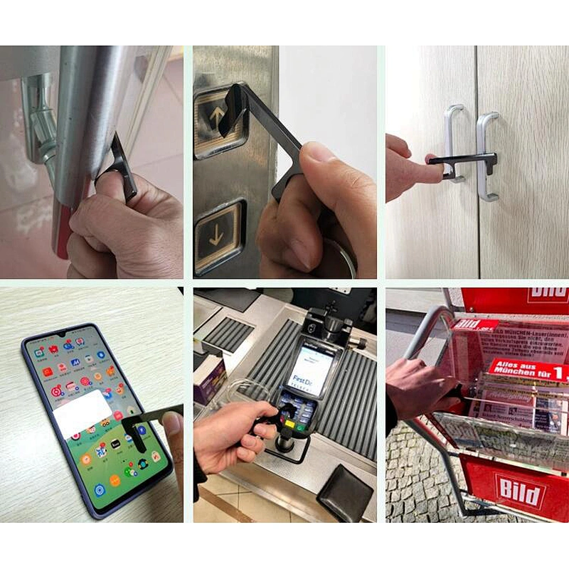 No Touch Door Opener Tool Keychain Zero Touch Elevator Button Contactless Keep Hand Clean Keychain With Retractable badge reel