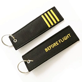 Promotion woven fabric embroidered keychain