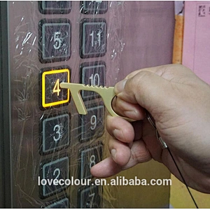 Non Contact ATM Button Contactless Door Opener Keychain Tool With Retractor