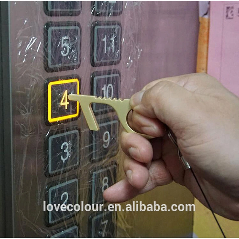 Non Contact ATM Button Contactless Door Opener Keychain Tool With Retractor