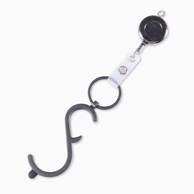 Factory Supplier No Touch Door Opener Stylus Keychain No contact Contactless EDC Door Opener With Badge Reel
