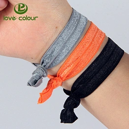 Fashion custom polyester fold over elastic hair ties