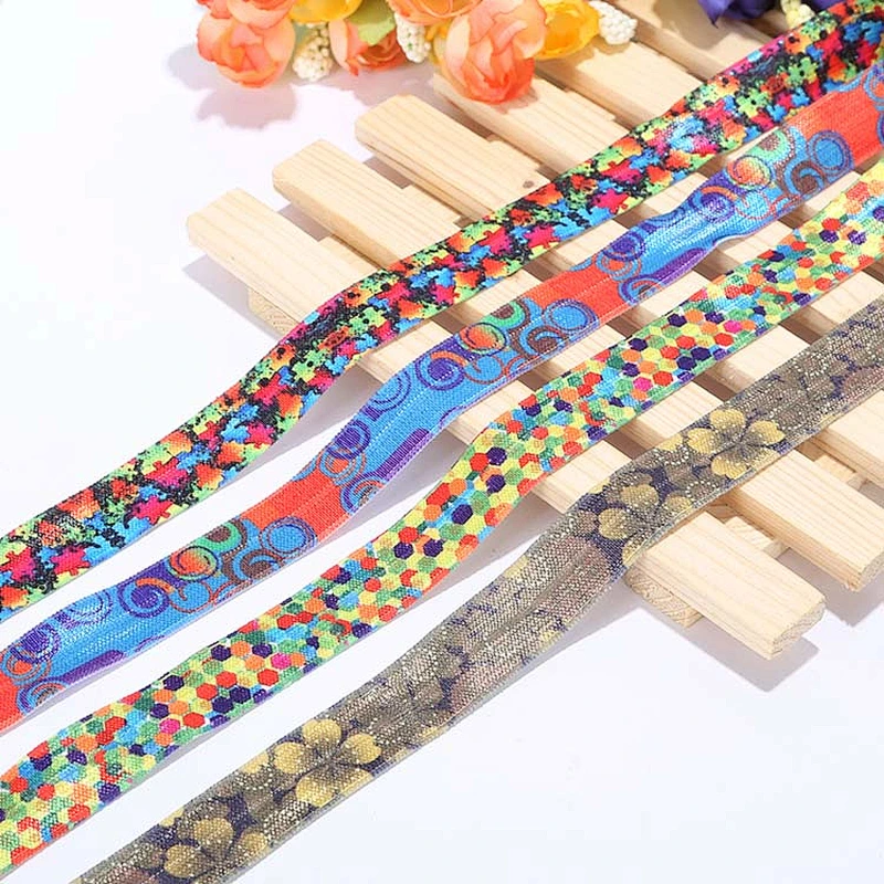 High quality custom printing fold over elastic ribbon
