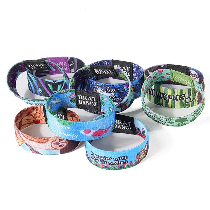 Print Custom Logo Sport Stretch Fabric NFC Bracelet Elastic Wristband for Promotional Gift