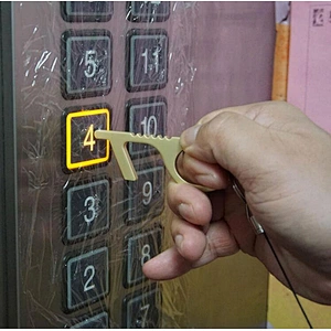 Contactless Zinc Alloy No-touch Door Openers Keychain Tool with Badge Reels