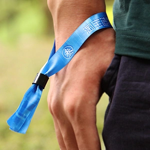 Polyester cloth satin bracelet /party wristband with reusable lock
