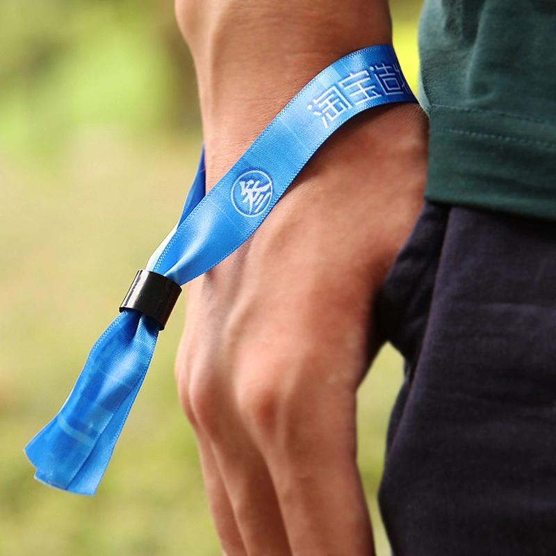 Polyester cloth satin bracelet /party wristband with reusable lock