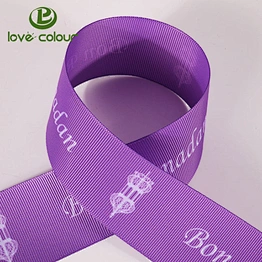 Custom polyester 100% purple grosgrain ribbon for packing decoration