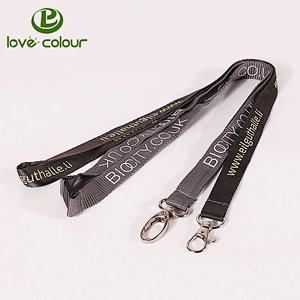 Custom Grey Polyester Lanyard Strap With Metal Clip For Card Holder