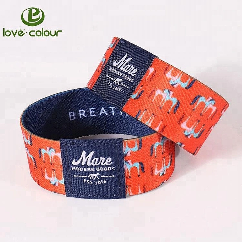 Custom polyester stretch elastic flexible wrist bands elastic wristbands