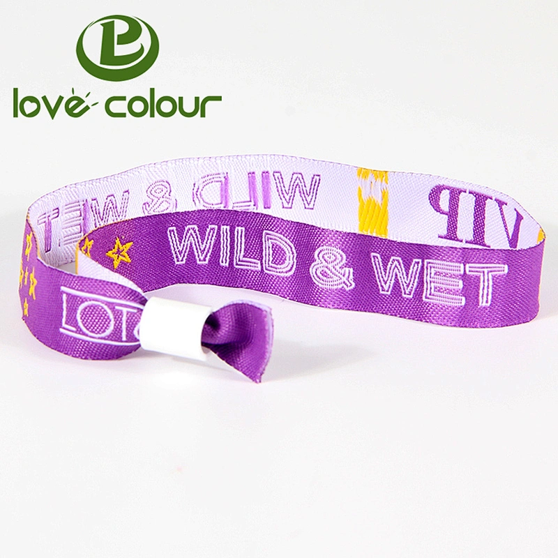 Custom made event tickets polyester wristbands with sliding fastener