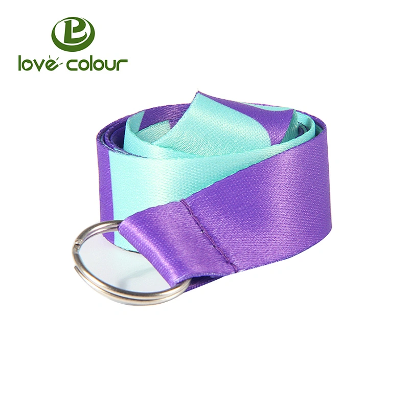 Custom Black Color Polyester Ribbon Lanyard With Keyring