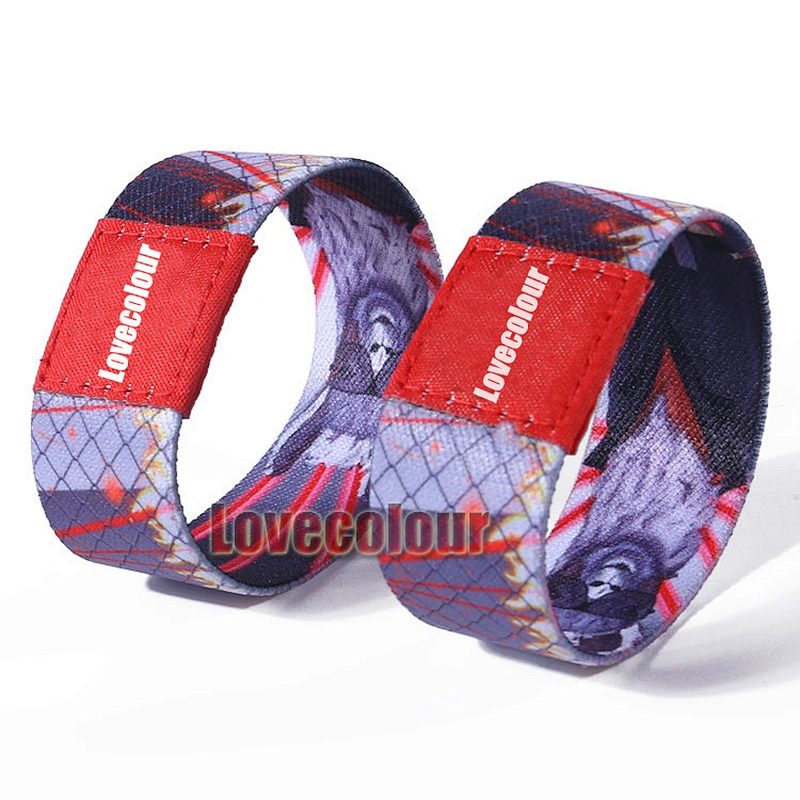 Professional printing elastic polyester hand band wristband with custom logo