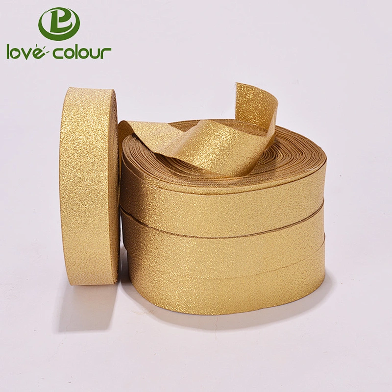 Lovecolour factory custom glitter satin ribbon for gift bow gift box