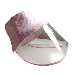 Cotton bucket hats with transparent face shield