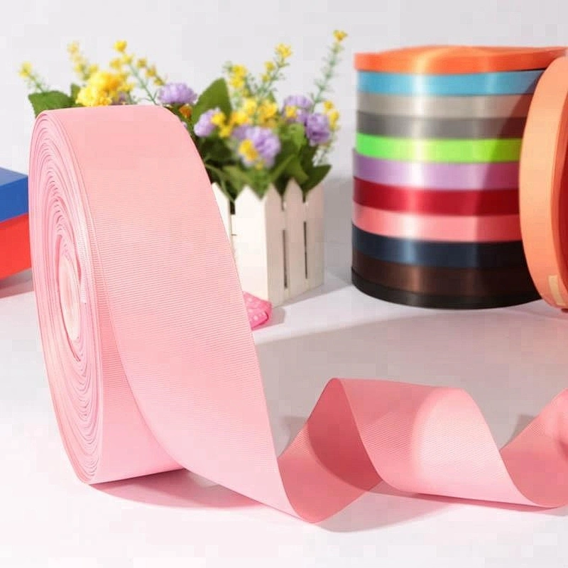 Polyester pink color 38mm grosgrain wedding webbing