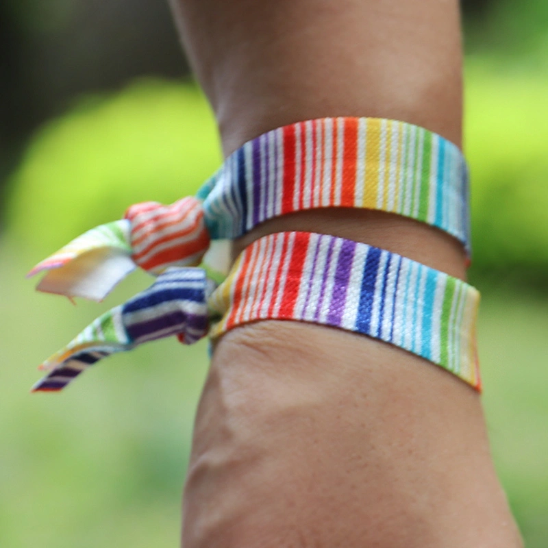 Colorful beautiful girl custom printed knotted elastic hair tie