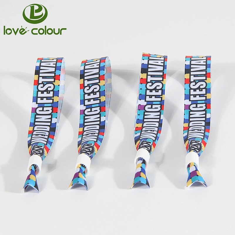 Factory Custom Satin Wristband Ribbon Printing Logo polyester Bracelet for Events