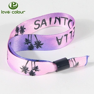 Latest activity high secure polyester printing fabric wristband with plastic fastener