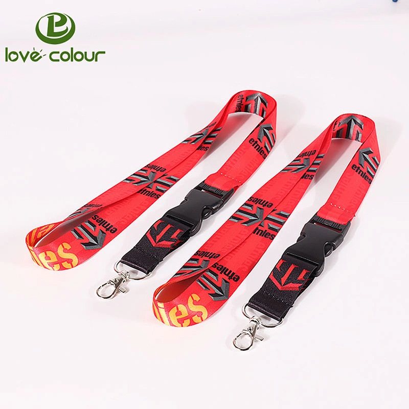 Customized polyester red lanyards roll with company name