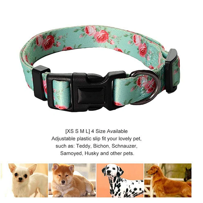 Custom Heat Transfer Sublimation Logo Printed Polyester Pet Cat Dog Collar And Leash Set