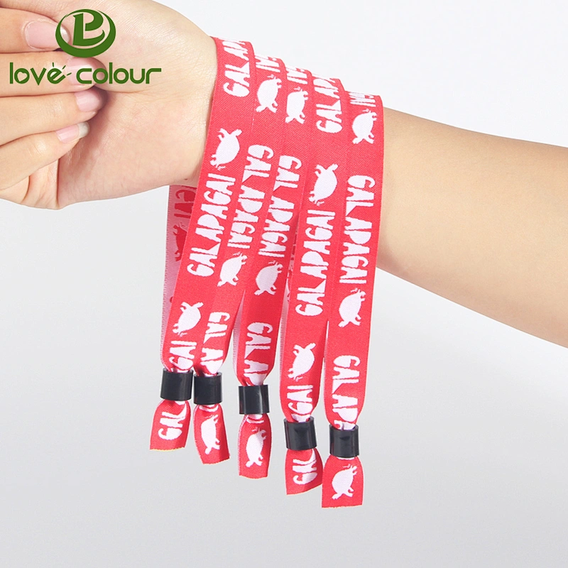 Custom one time use colorful polyester cloth thin wristband