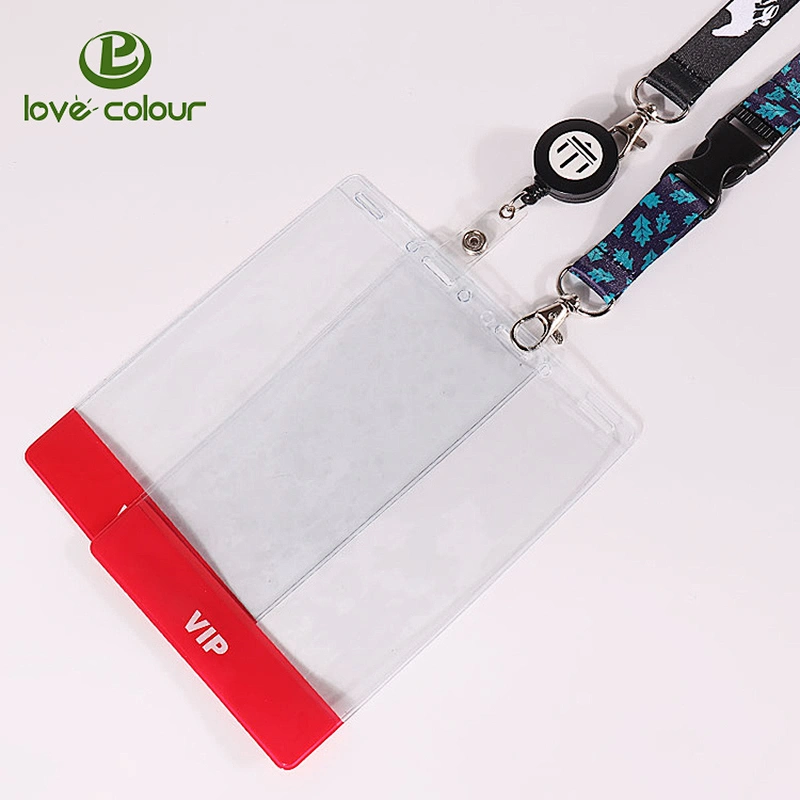 Free design vertical id badge holder/business badge pvc card holder
