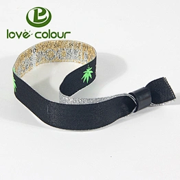 Festival promotional polyester fabric bracelet wristband with one-time use sliding lock