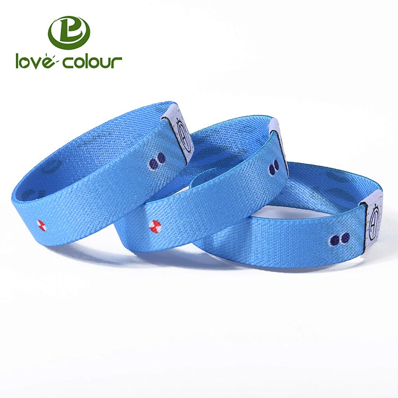 Wholesale custom elastic fabric band bracelet stretchy ribbon wristband