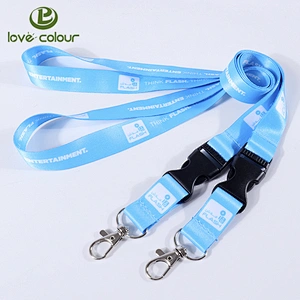 New cool detachable printed polyester lanyard keychains