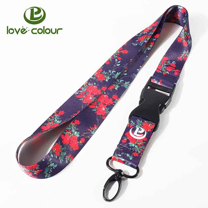 Polyester printed flag lanyard with custom black logo