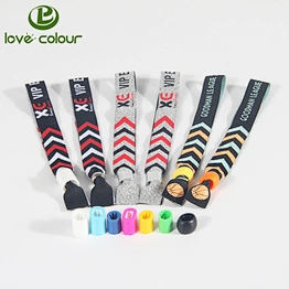 Custom Concert Events Disposable Woven Wristbands With One Side Sliding Lock