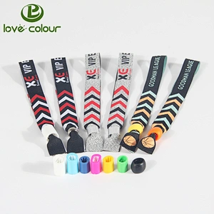 Custom Concert Events Disposable Woven Wristbands With One Side Sliding Lock