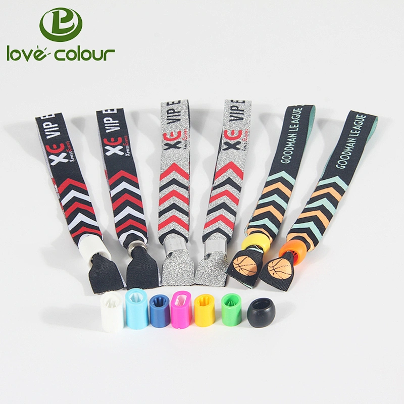 Custom Concert Events Disposable Woven Wristbands With One Side Sliding Lock