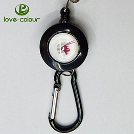 Retractable Reel Recoil Pull Key Ring Chain Cord Carabiner Belt Clip Ski Pass ID Card Badge Holder