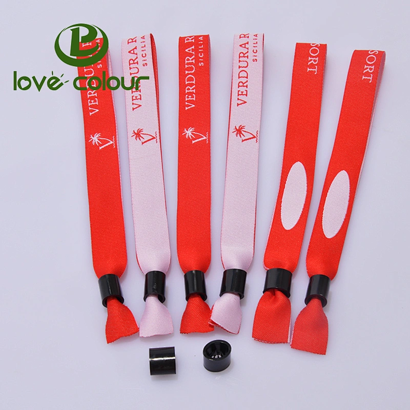 One Time Use Wristbands Polyester Custom Cloth Woven Wristband