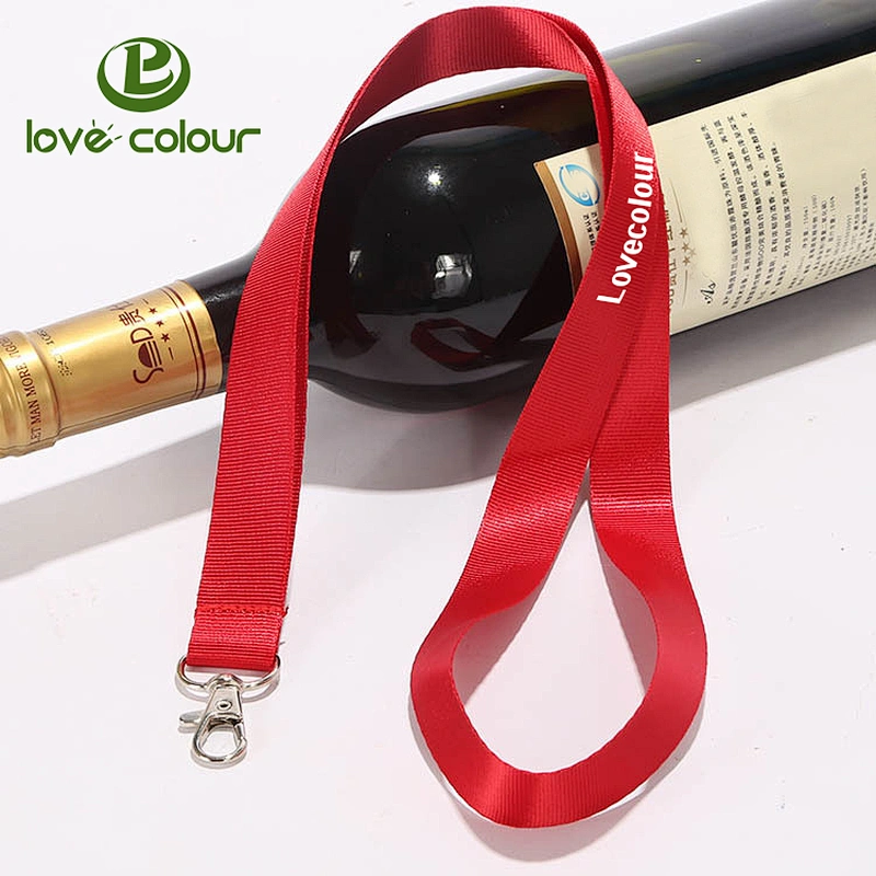 Polyester ribbon pink color girls neck lanyard for mobile phone