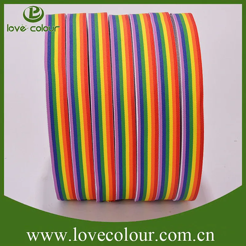 Custom 1cm width webbing polyester rainbow ribbon all kinds of tape