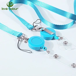 Custom fashion retractable plastic badge reel polyester lanyard strap