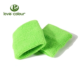 Custom green color cotton embroidery logo sweatband for sports