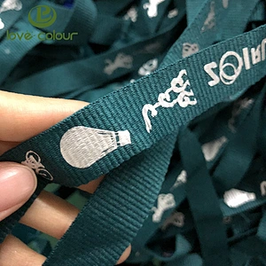 Custom made polyester ribbon with silkscreen printing logo for lanyard