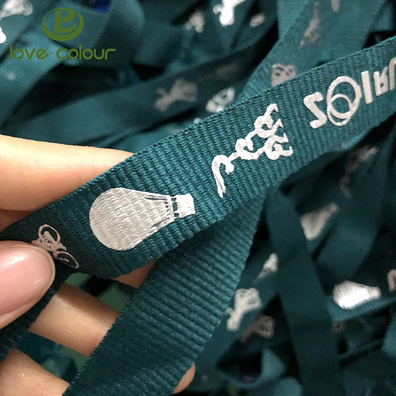Custom made polyester ribbon with silkscreen printing logo for lanyard
